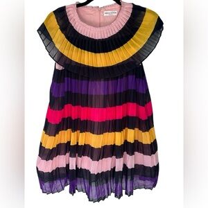 Sonia Rykiel Pleated Voile‎ Dress Size 10 Flowy Lined Back Zipper Sleeveless